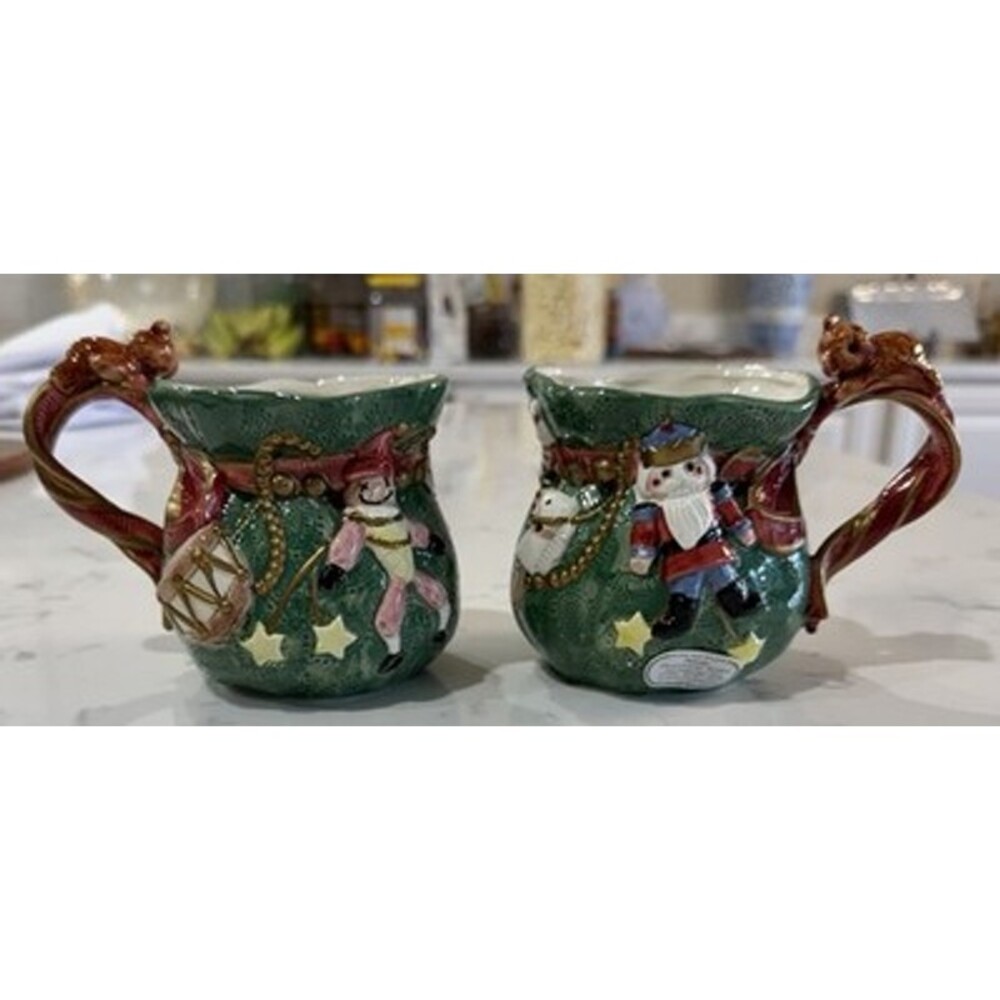 Fitz and Floyd Christmas Collectable Mugs Large 1993 Embellished 3D NWT